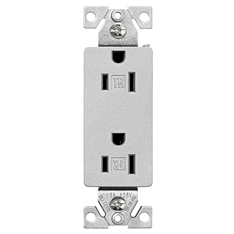 Eaton Wiring Devices TR1107SG-SP-L Duplex Receptacle, PVC, Silver Granite, 2-Pole, 15 A, 125 V, Push-in, Side Wiring (Pack of 10)