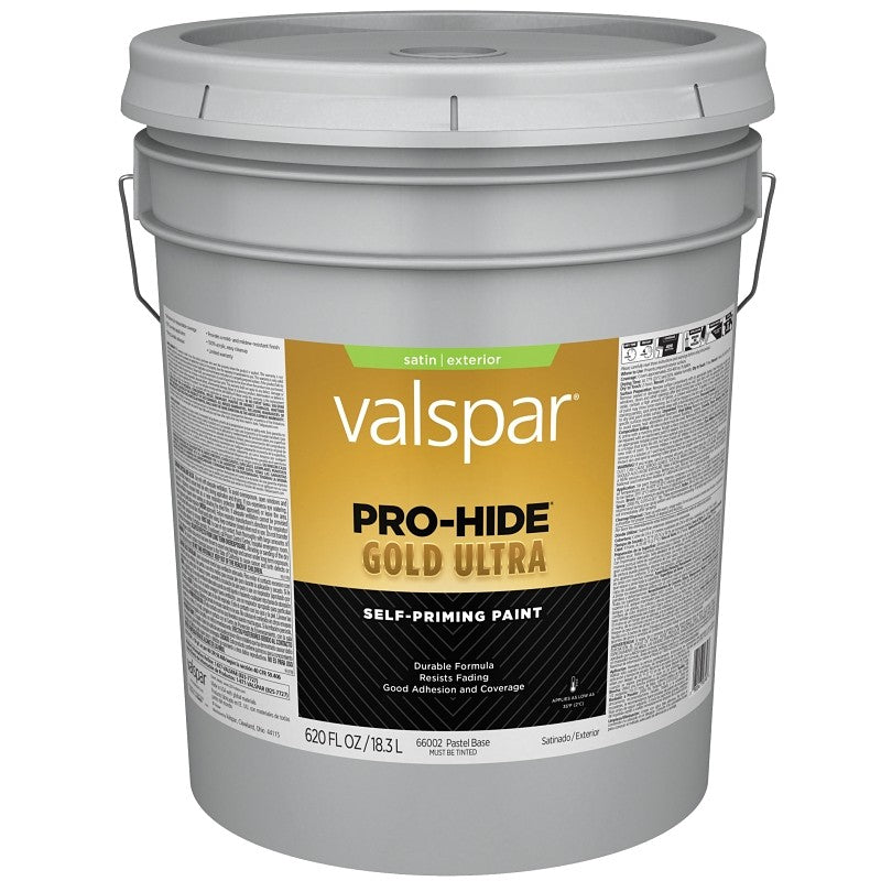 Valspar Pro-Hide Gold Ultra 6600 028.0066002.008 Latex Paint, Acrylic Base, Satin Sheen, Pastel Base, 5 gal