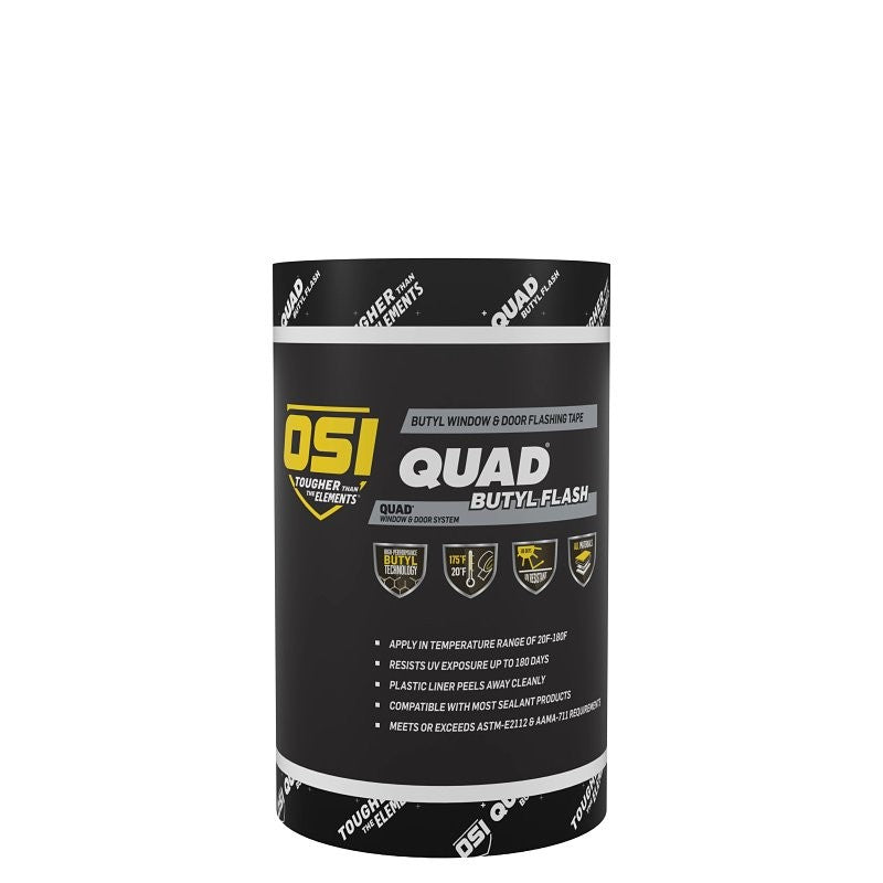 OSI 1532160 Window Flashing Tape, 75 ft L, 9 in W, Black, Self-Adhesive