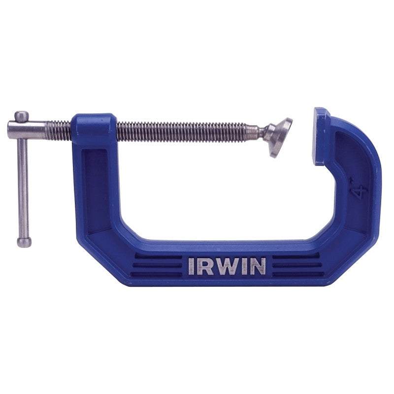Irwin 2025101 C-Clamp, 10 lb Clamping, 1-1/2 in Max Opening Size, 1-1/2 in D Throat, Steel Body, Blue Body