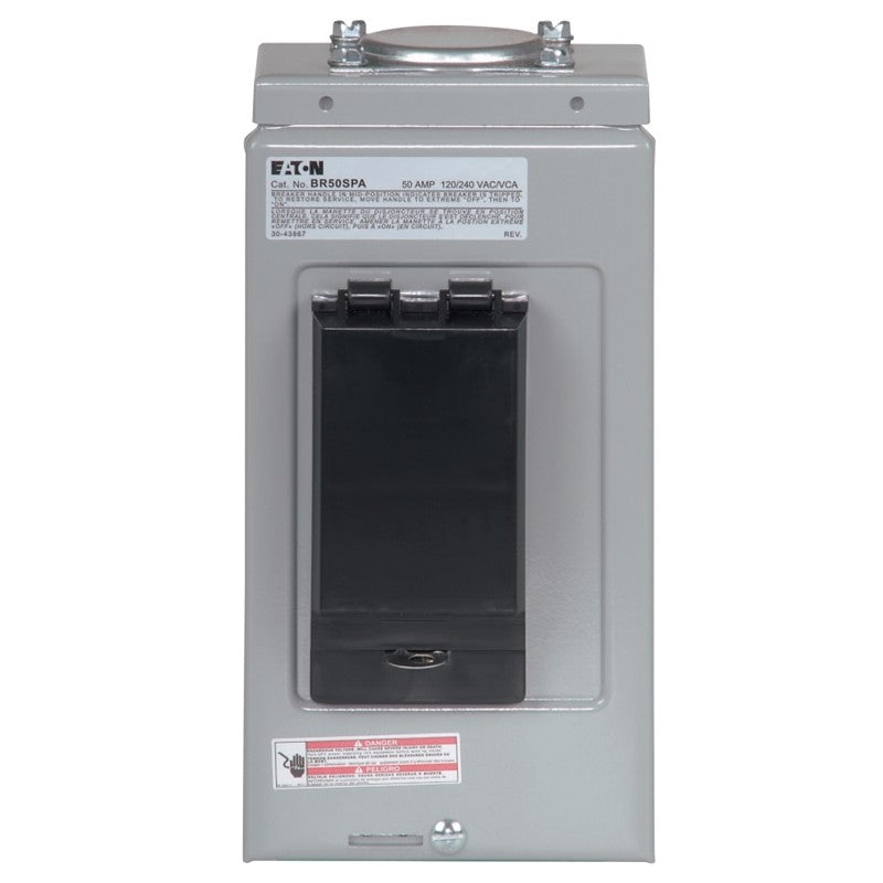 Cutler-Hammer BR50SPAST Spa Panel, 1 -Phase, 50 A, 240 V, 1 -Space, 8 to 2 AWG Wire, NEMA 3R Enclosure