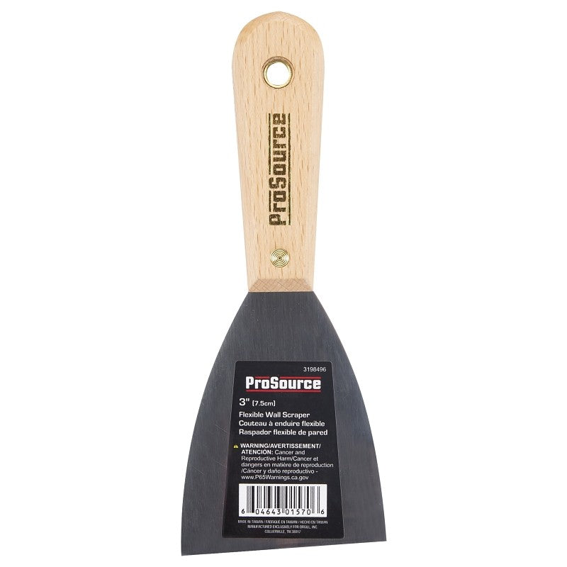 ProSource 01570R Wall Scraper, 3 in W Blade, Full Tang Blade, HCS Blade, Rosewood Handle, 7-3/4 in OAL