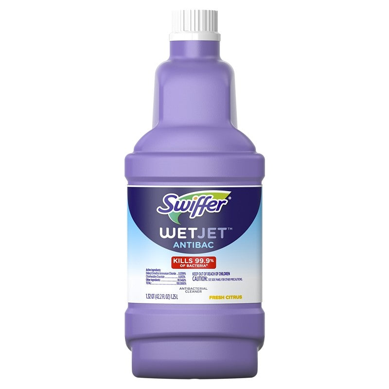 Swiffer WetJet 56592 Anti-Bacterial Solution Refill, 1.25 L Bottle, Liquid, Fresh Citrus, Clear