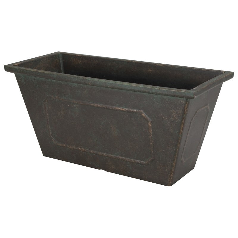 Landscapers Select PT-S049 Planter, 8.75 in H, 19 in W, 8 in D, Rectangle, Resin, Black, Metallic (Pack of 6)