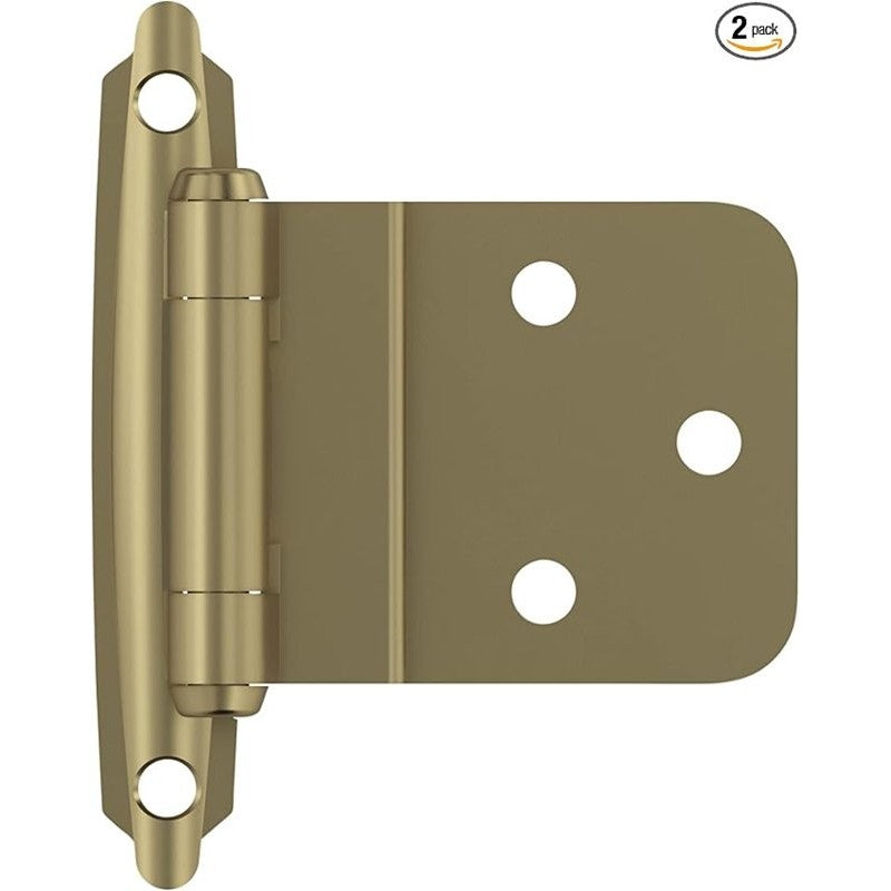 Amerock BPR3428BBZ Cabinet Hinge, 105 deg Hinge Opening, 3/8 in Inset, Self-Closing Close, Golden Champagne