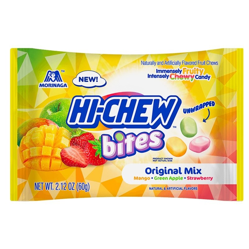Hi-Chew 15440 Candy Bites, Green Apple, Mango, Strawberry, 2.12 oz, Pack (Pack of 12)