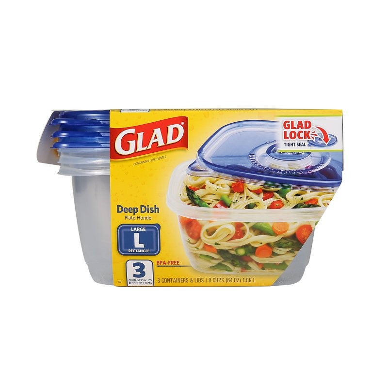 Glad BBG10316 Large Deep Dish, 64 oz, Plastic, Clear (Pack of 6)