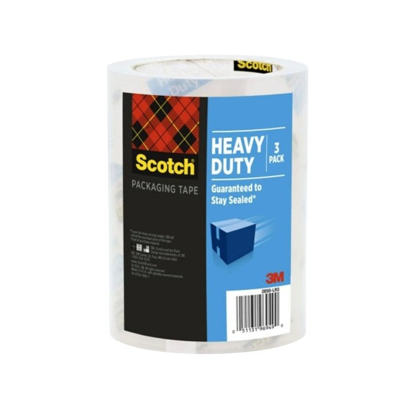 Scotch 3850S-LR3 Shipping Packaging Tape, 38.2 yd L, 1.88 in W, Clear