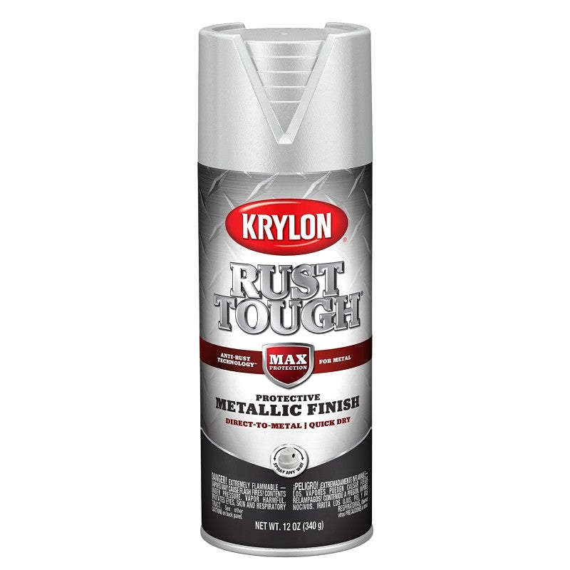 Krylon Rust Tough K09232008 Enamel Spray Paint, Metallic, Silver, 12 oz, Can (Pack of 6)