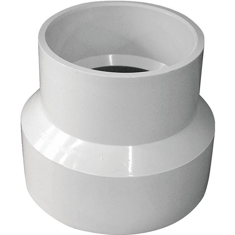IPEX 193026 Reducing Coupling, 4 x 3 in, Hub, PVC, White, SCH 40 Schedule