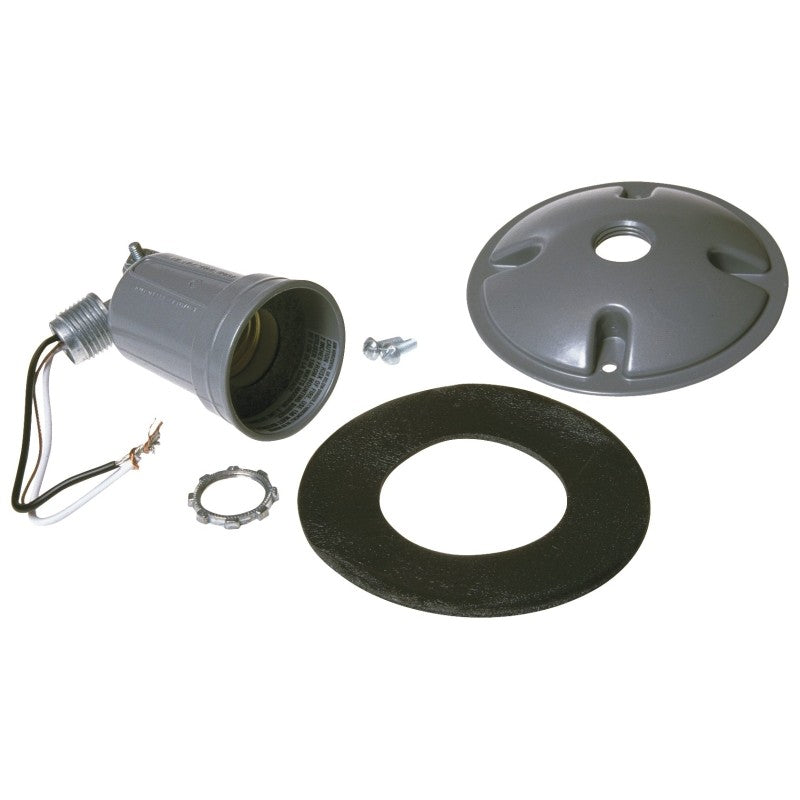 Hubbell 5624-0 Cover, 3-21/64 in L, 4-1/8 in W, Round, Metal, Gray, Powder-Coated, 8/CT