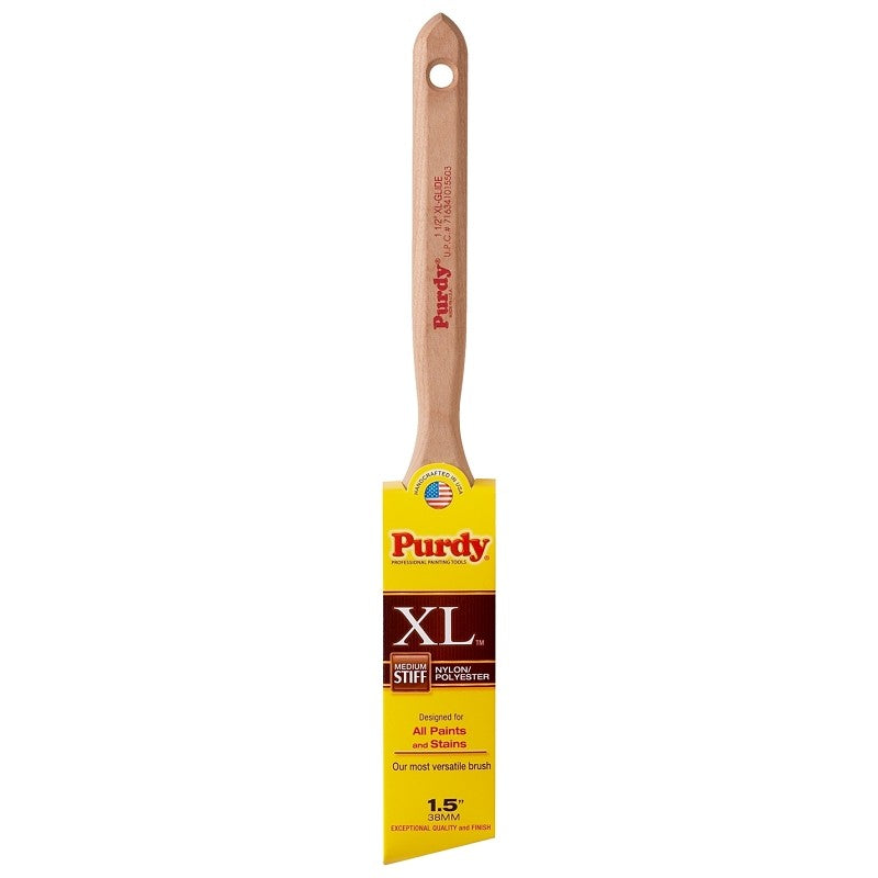 Purdy 152315 Trim Brush, Natural Hardwood Handle, 1-1/2 in W, Nylon/Polyester Bristle, Fluted Handle