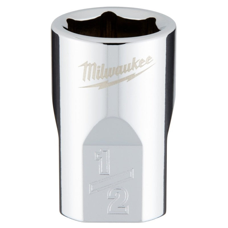 Milwaukee 45-34-9064 Socket, 1/2 in Socket, Standard Socket, 3.543 in OAL, 3/8 in Drive, 6-Point, Chrome Vanadium Steel