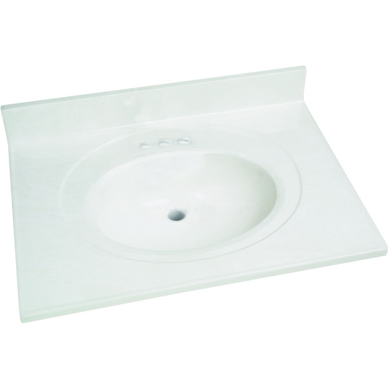 Foremost WW-2231 Vanity Top, 31 in OAL, 22 in OAW, Marble, White, Countertop Edge