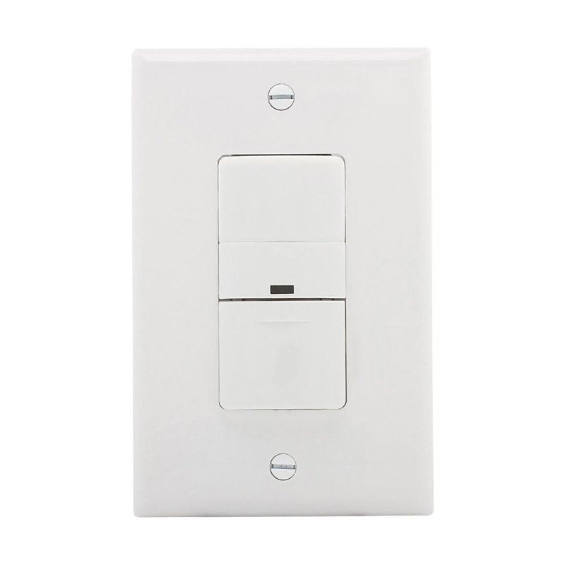 Eaton VS306U-W Vacancy Sensor Switch, 5 A, 120 V, 1 -Pole, Motion Sensor, 180 deg Sensing, 450 sq-ft Sensing, White