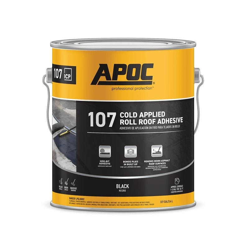 APOC AP-107 Series AP-1071 Cold Applied Roll Roof Adhesive, Black, Liquid, 1 gal, Pail (Pack of 4)