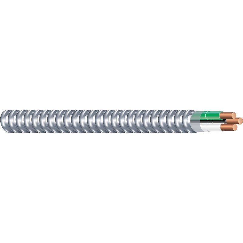 Southwire Armorlite 68580023 Armored Cable, 12 AWG Cable, 2 -Conductor, 100 ft L, Copper Conductor, PVC Insulation