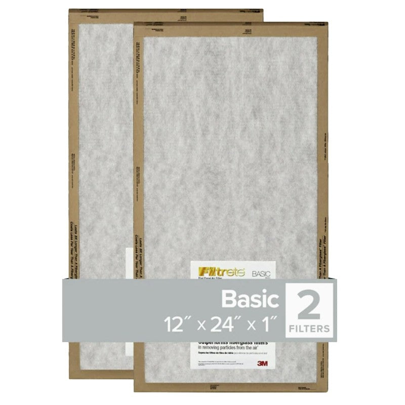 Filtrete FPL20-2PK-24 Air Filter, 24 in L, 12 in W, 2 MERV, For: Air Conditioner, Furnace and HVAC System (Pack of 24)