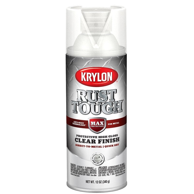 Krylon Rust Tough K09247008 Enamel Spray Paint, Gloss, Clear, 12 oz, Can (Pack of 6)