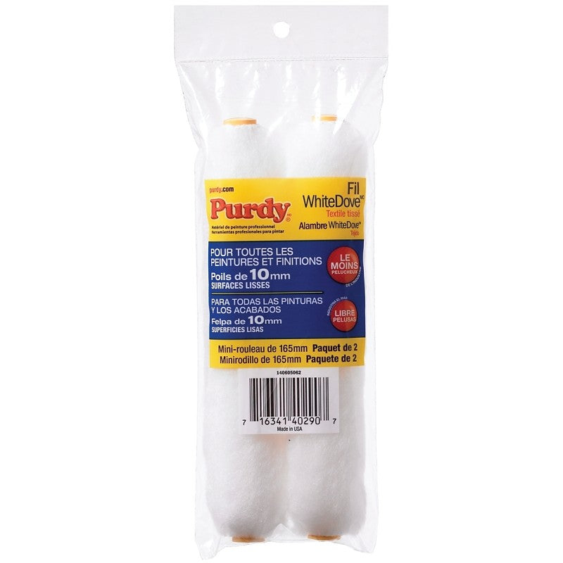 Purdy White Dove 14G605062 Paint Roller Cover, 3/8 in Thick Nap, 6-1/2 in L, Dralon Fabric Cover