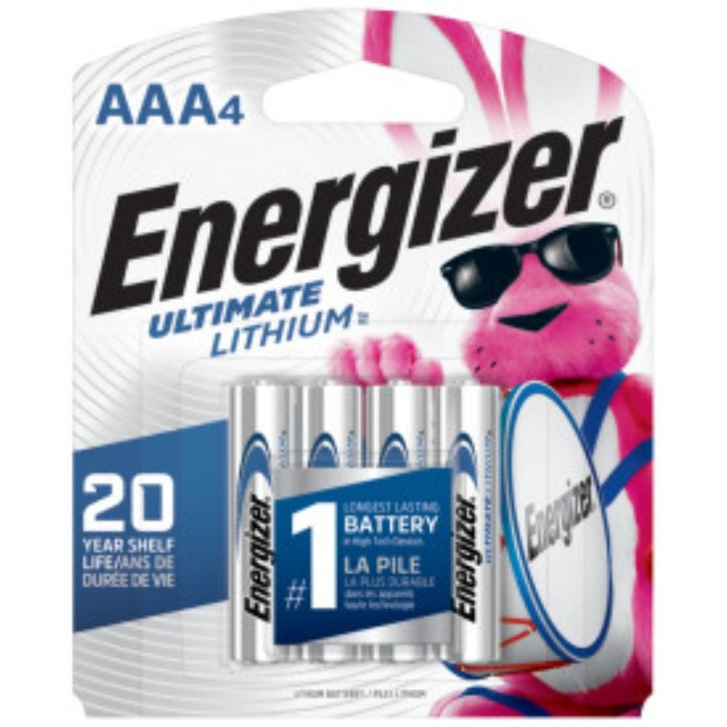 Energizer L92 L92SBP-4 Ultimate Battery, 1.5 V Battery, 1250 mAh, AAA Battery, Lithium Iron Disulfide