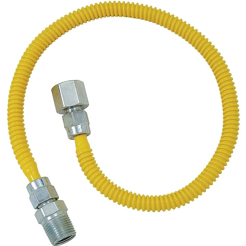 BrassCraft ProCoat Series CSSD54-24 Gas Connector, 24 in L, 1/2 x 1/2 in, 0.5 psi Pressure, -40 to 150 Temperature
