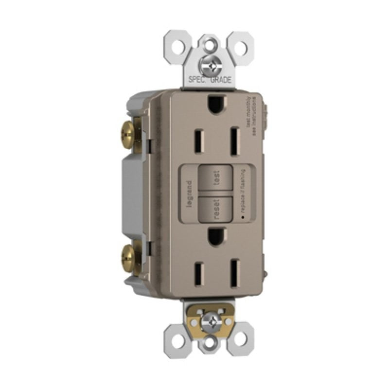 Legrand radiant Series 1597TRNICC4 GFCI Outlet, 125 V, 15 A, NEMA: NEMA 5-15R, Back and Side Wiring, Ivory