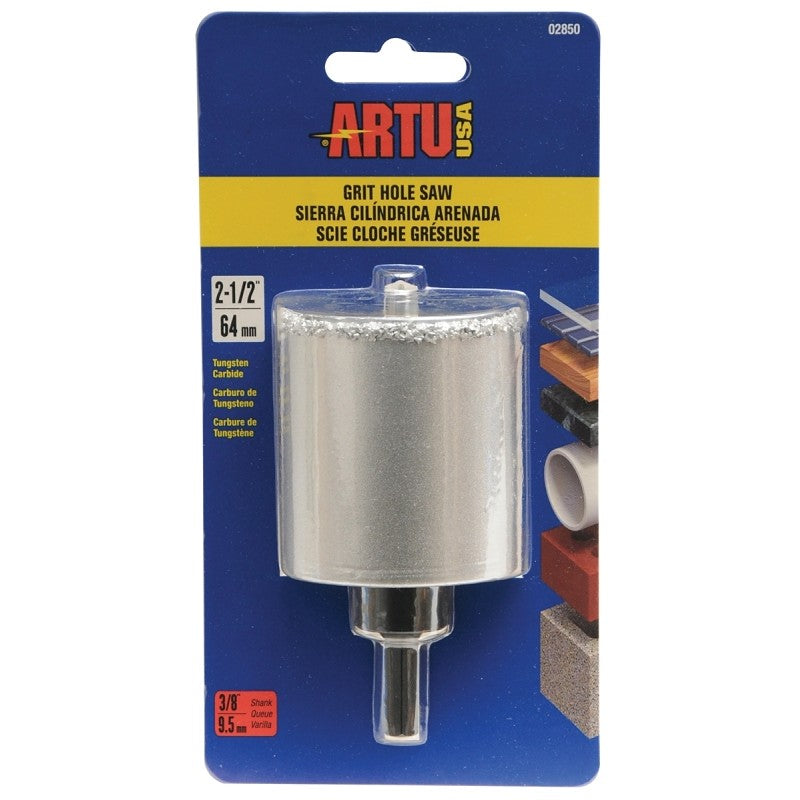 ARTU 02850 Hole Saw, 2-1/2 in Dia, 2-1/4 in D Cutting, 5/8-18 Arbor, Tungsten Carbide Cutting Edge