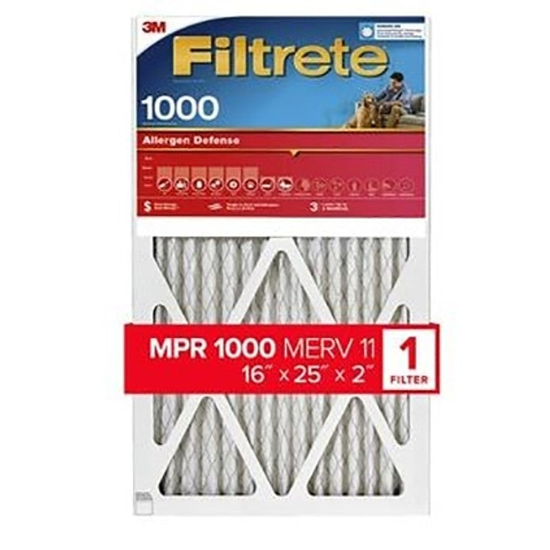 Filtrete Allergen Defense NADP01-2IN-4 Air Filter, 25 in L, 16 in W, 11 MERV, 1000 MPR, Polypropylene Frame (Pack of 4)