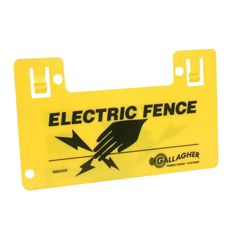 Gallagher G602404 Warning Sign, ELECTRIC FENCE, Black Legend, Yellow Background, 9-1/2 in L, 5-1/2 in W