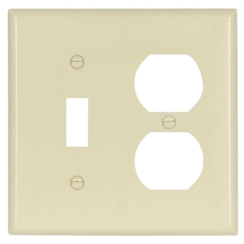Eaton Wiring Devices 2138LA-BOX Combination Wallplate, 4-1/2 in L, 4-9/16 in W, Standard, 2-Gang, Thermoset