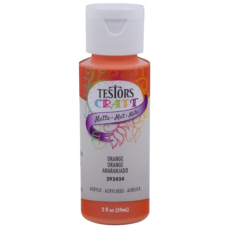 Testors 292424A Acrylic Craft Paint, Matte, Orange, 2 oz, Bottle