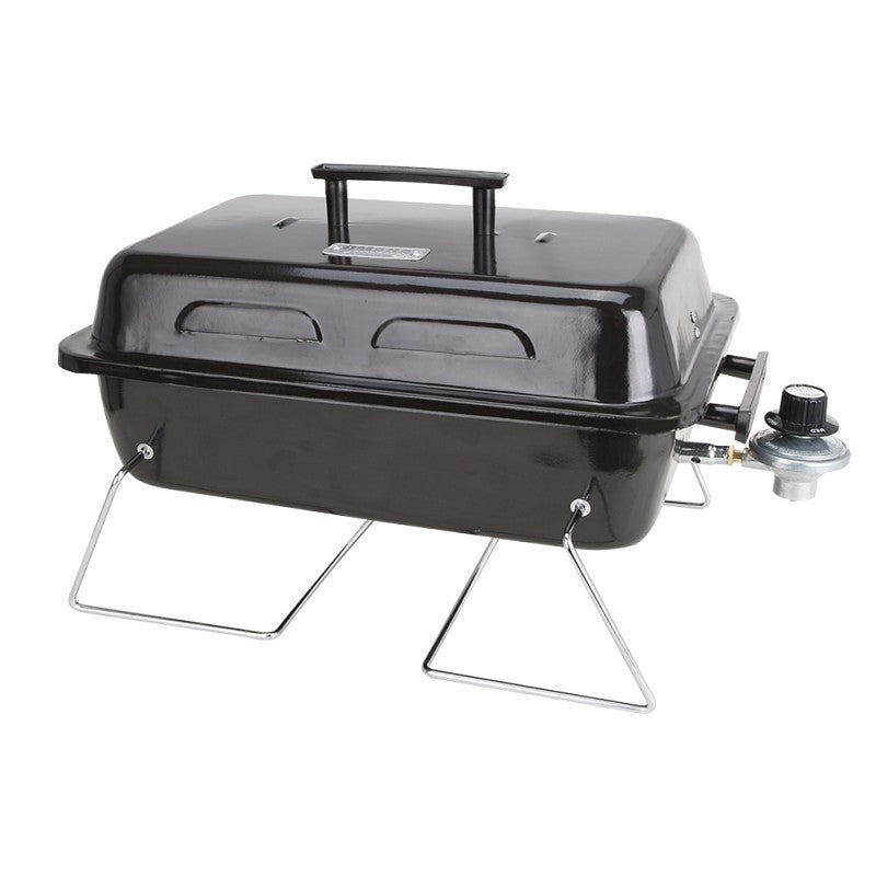 Omaha YL1081 Portable Gas Grill, 1-Grate, 168 sq-in Primary Cooking Surface, Black, Steel Body