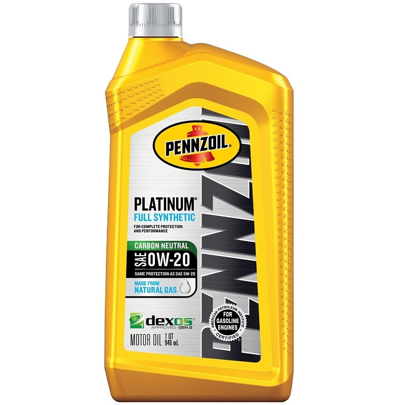 Pennzoil Platinum 550036541 Motor Oil, 0W-20, 32 oz Bottle (Pack of 6)