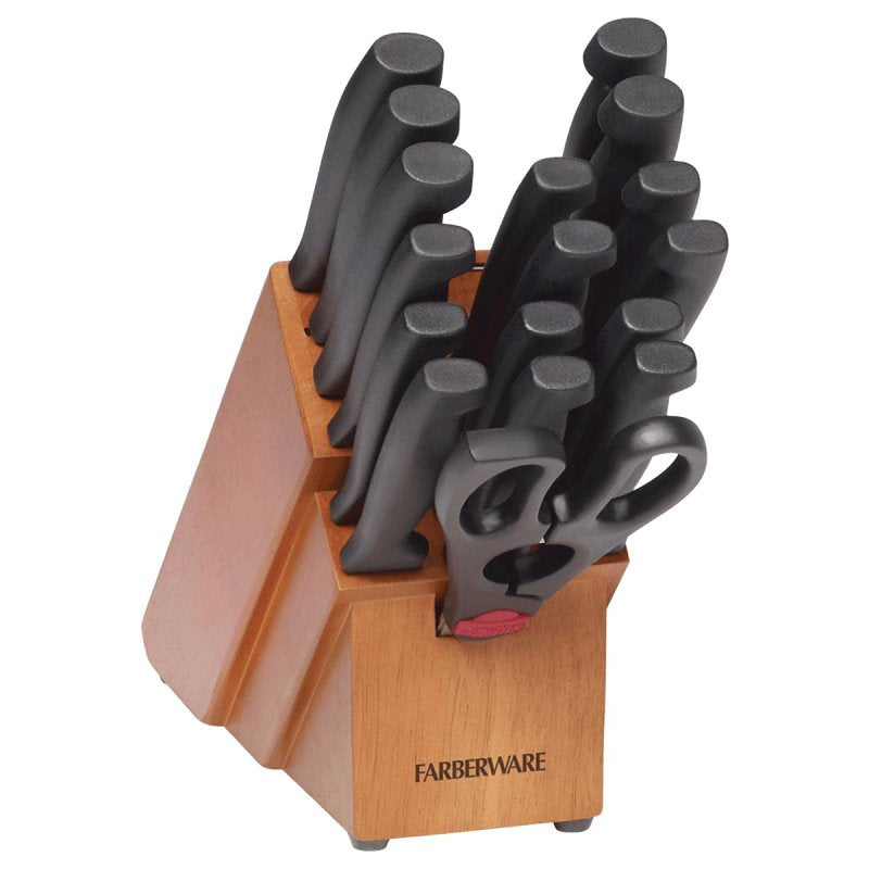 Farberware 5102280 Sharpening Cutlery Set, 18-Piece, Plastic/Stainless Steel/Wood, Black (Pack of 2)