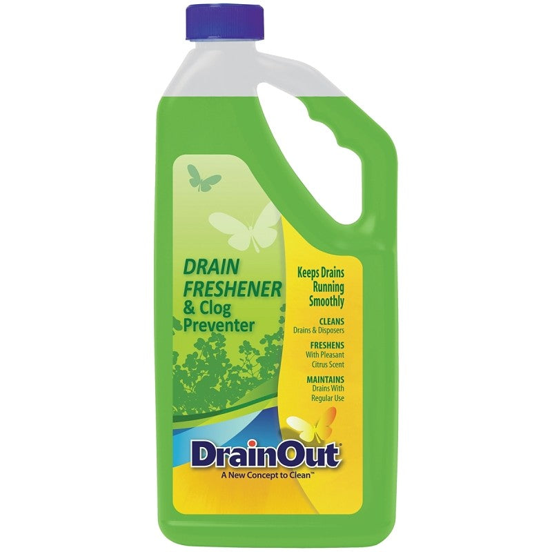 Drain OUT DOF0632N Drain Cleaner and Freshener, Liquid, Green, Citrus, 32 oz, Bottle (Pack of 6)