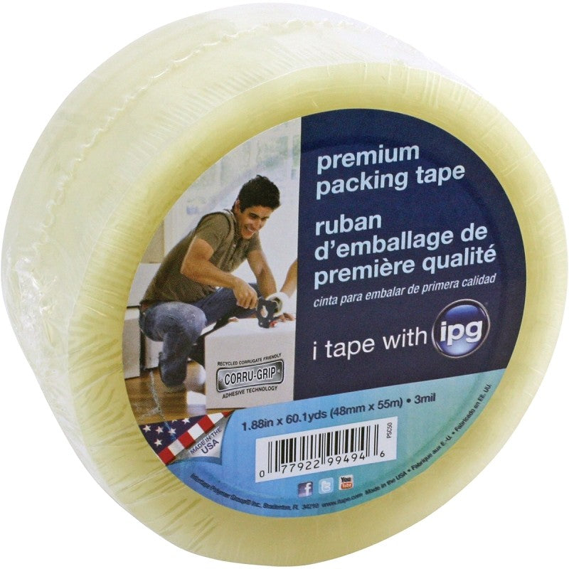 IPG PSC50 Packaging Tape, Clear, 60 yd L, 1.88 in W, Polypropylene Backing