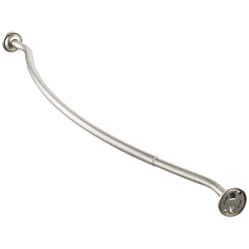 Simple Spaces SD-CSR-BN Shower Curtain Rod, 13-1/2 lb, 52 to 72 in L Adjustable, 1 in Dia Rod, Steel, Brushed Nickel