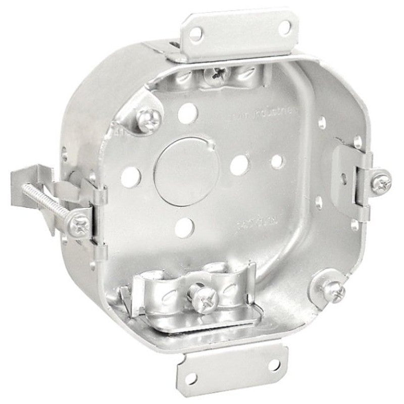 Southwire 54151-OWR-UPC Octagon Box, 4 in OAW, 1-1/2 in OAD, 5-Knockout, Steel Housing Material, Silver, Galvanized