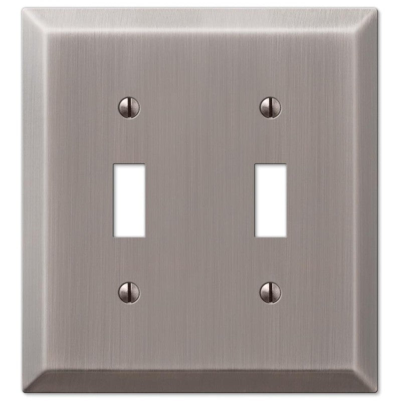 Amerelle Century 163TTAN Wallplate, 4-15/16 in L, 4-9/16 in W, 2 -Gang, Steel, Antique Nickel (Pack of 3)