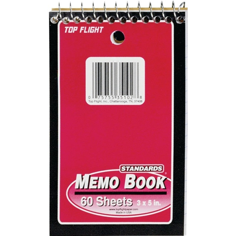 Top Flight MB-17 Series 4610618 Narrow Rule Notebook, 5 in L x 3 in W Sheet, 60-Sheet, Wirebound Binding (Pack of 12)