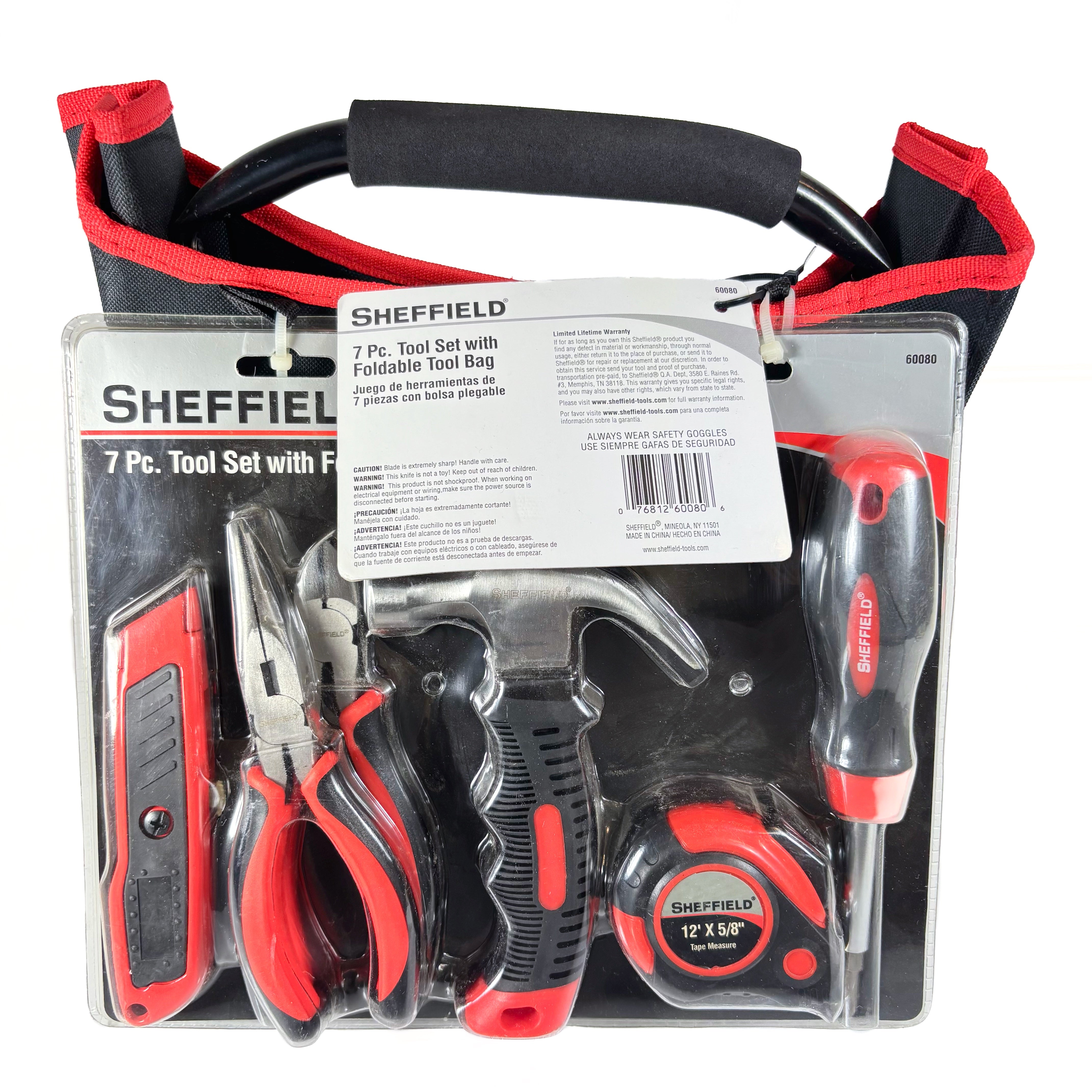 7 Piece Home Tool Set with Foldable Open Tool Bag