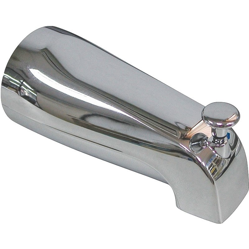 ProSource PMB-046 Bathtub Spout, 5-3/8 in L, 1/2 in Connection, IPS, Zinc, Chrome Plated
