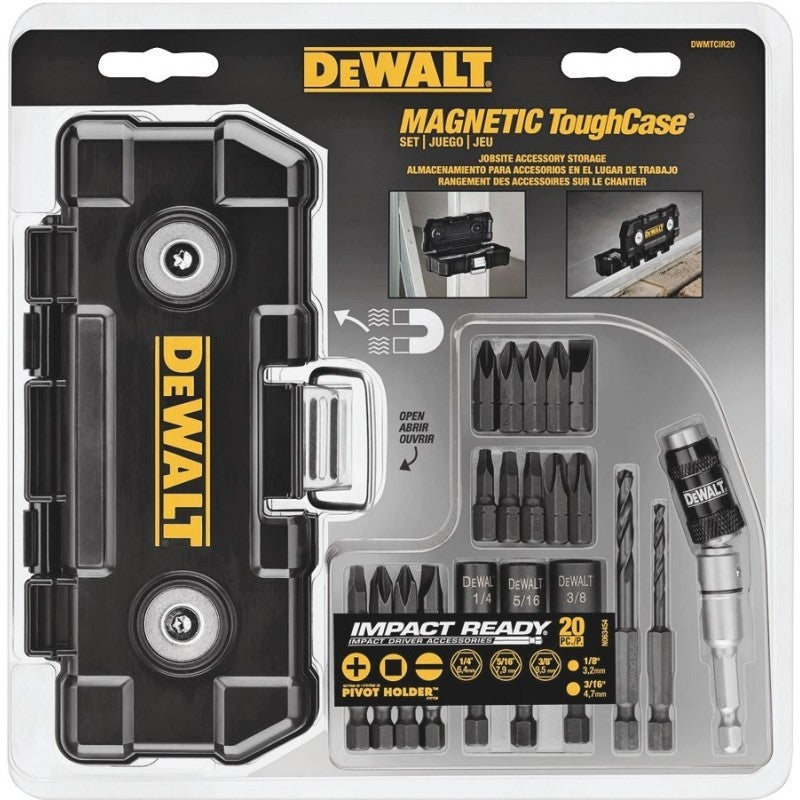 DEWALT DWMTCIR20 Screwdriver Bit Set, 20-Piece, Heavy-Duty, Alloy Steel, Black Oxide