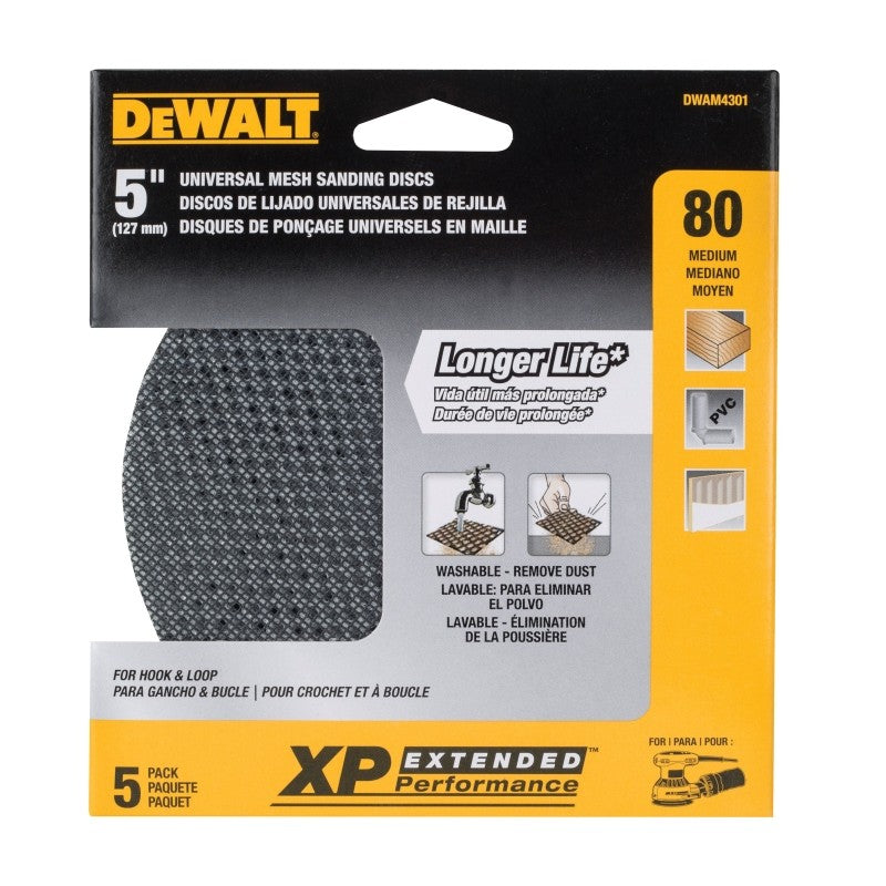 DEWALT DWAM4301 Sanding Disc, 5 in Dia, 80 Grit, Medium, Silicone Carbide Abrasive