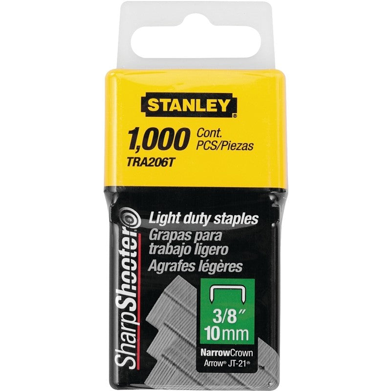 STANLEY TRA206T Staple, 29/64 in W Crown, 3/8 in L Leg, Galvanized, 22 ga