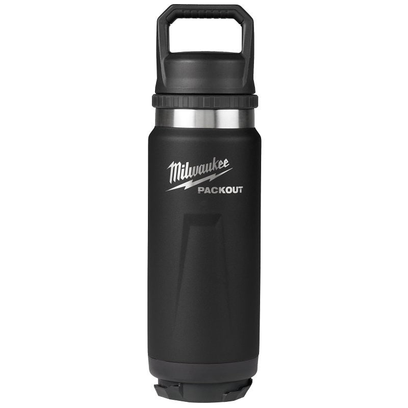 Milwaukee PACKOUT Series 48-22-8396B Insulated Bottle, 24 oz, Stainless Steel, Black