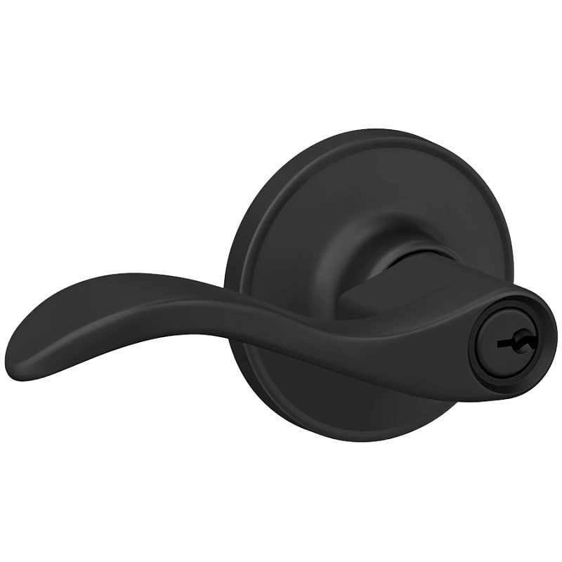 Schlage J Series J54 SEV 622 Entry Lever, Mechanical Lock, Matte Black, Metal, Residential, 3 Grade, 7/8 in Housing Dia