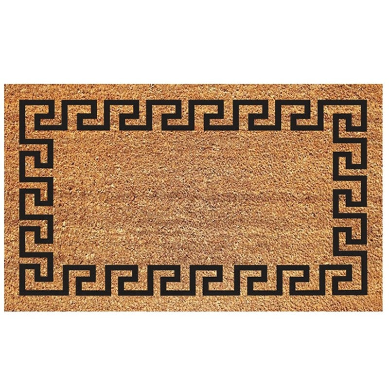 DeCoir 77FLGKY830 Non-Slip Door Mat, 18 in L, 30 in W, Rectangular, Greek Key Pattern, Black/Tan