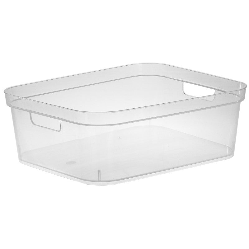 Sterilite 13248608 Short Storage Bin, 16.5 qt Capacity, Polypropylene, Clear, 15 in L, 12-1/4 in W, 5-1/4 in H